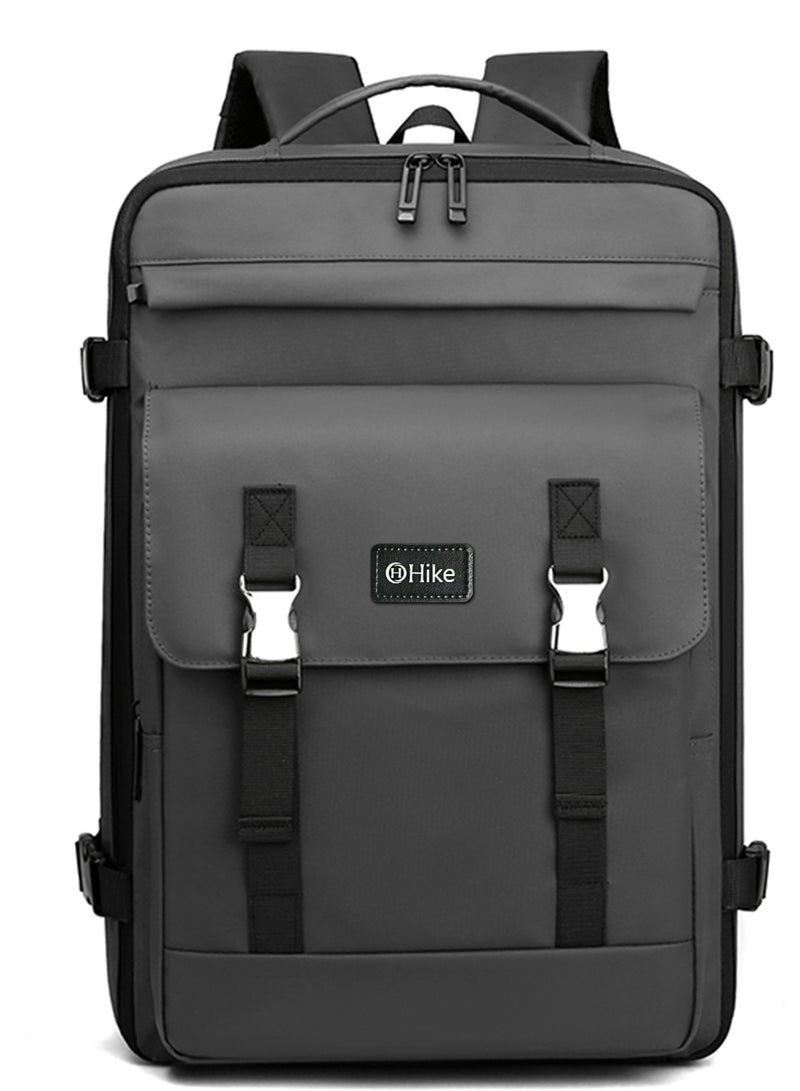 Hike Unisex Expandable Laptop Backpack Water Resistant Daypack with Separate Laptop Compartment for Travel/Business/College, HK63011-1- GREY - Image 2