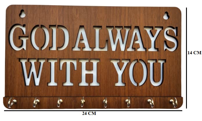 My Dream Carts God Always with You Key Holder for Wall Stylish, Wooden Key Hanger, Key Stand, Keychain Hanger, Key Chain Holders for Home, Wood Wall Mounted, Designer Motivational Quotes Key Holders - Image 2