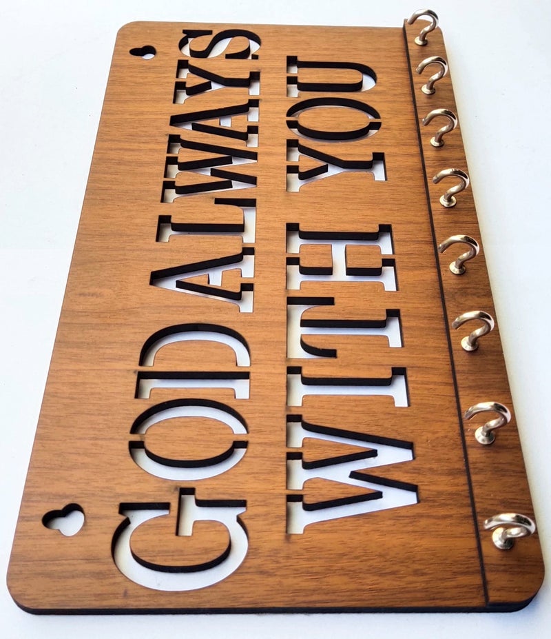 My Dream Carts God Always with You Key Holder for Wall Stylish, Wooden Key Hanger, Key Stand, Keychain Hanger, Key Chain Holders for Home, Wood Wall Mounted, Designer Motivational Quotes Key Holders - Image 3