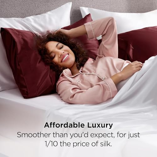 Go Well Satin Silk Pillow Cover for Hair and Skin 2 Piece with 3 Piece Satin Scrunchies for Women Stylish Silk Pillow Covers with Envelope Closure end Design|Silk Pillow Cases(Maroon) 600 TC - Image 5
