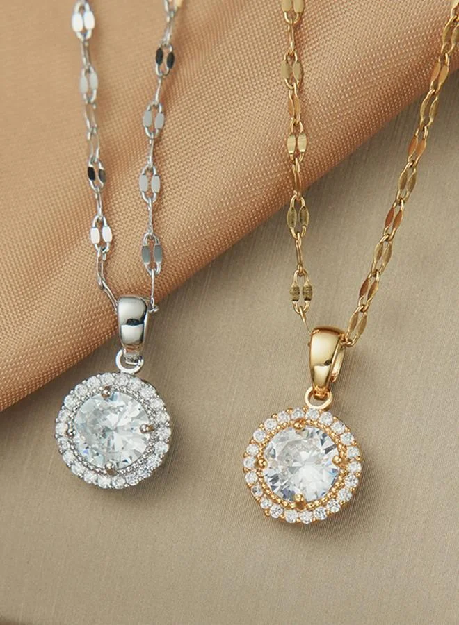 Take Two Take Two Circle Embellished Drop Necklace