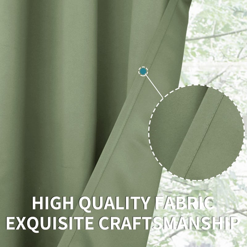 BGment الستائر القصيرة القصيرة للخلع 40 بوصة - قضيب جيب الغرفة المعزولة الحرارية معزولة الستائر نافذة غرفة المطبخ غرفة نوم الحمام خضراء 2 لوحات 42 × 40 بوصة - Image 4