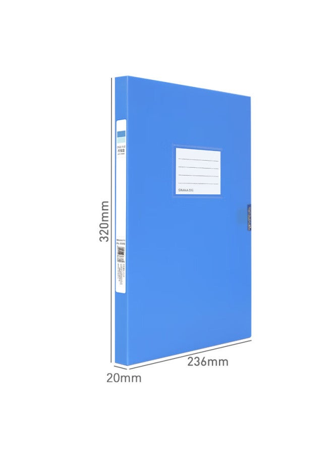 Simaa 1 Pack 20mm A4 Plastic Pp File Box Doent Box Storage Box For Vouchers And Financial Records Office Supplies 20171 Blue - Image 2
