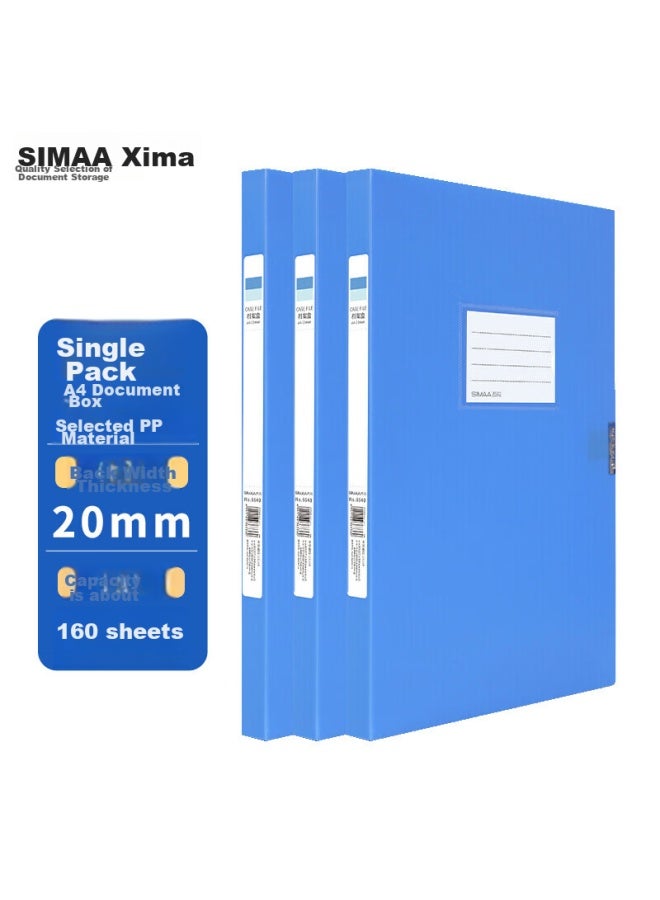 Simaa 1 Pack 20mm A4 Plastic Pp File Box Doent Box Storage Box For Vouchers And Financial Records Office Supplies 20171 Blue - Image 1