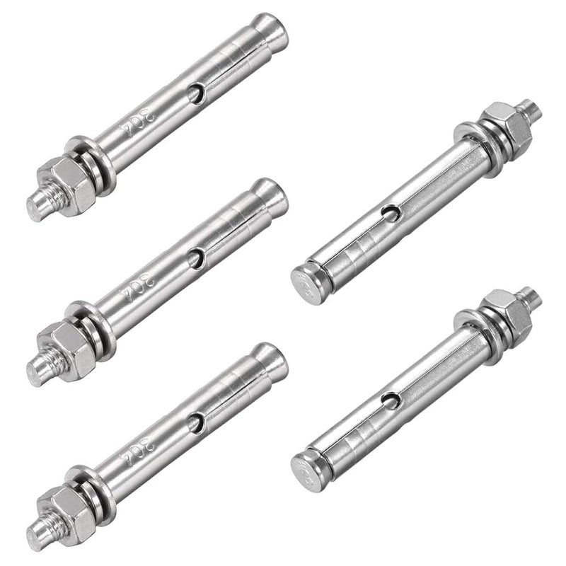 SDY 5 Pcs M6 x 60mm 304 Stainless Steel Expansion Bolt External Hex Expansion Screw Bolt Sleeve Anchor，Pool Safety Cover Expansion Bolts，for Concrete - Image 1