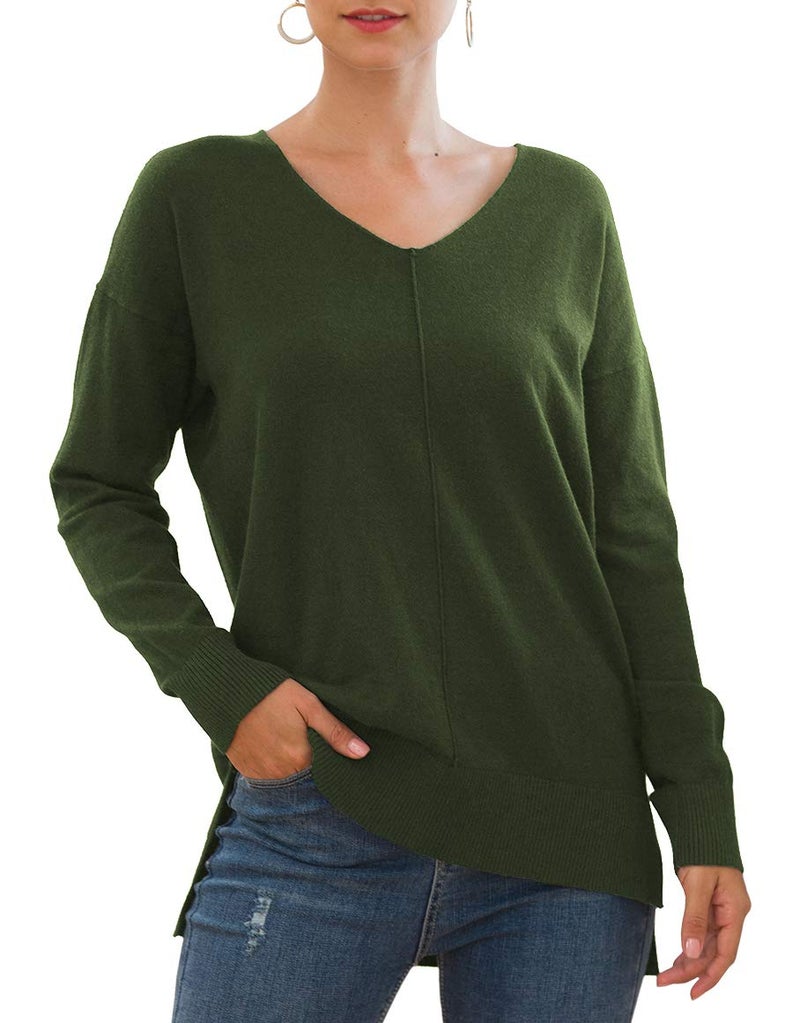 Jouica Womens Clothing Long Sleeve Tunic Fashion Sweater,Army Green,X-Large - Image 1