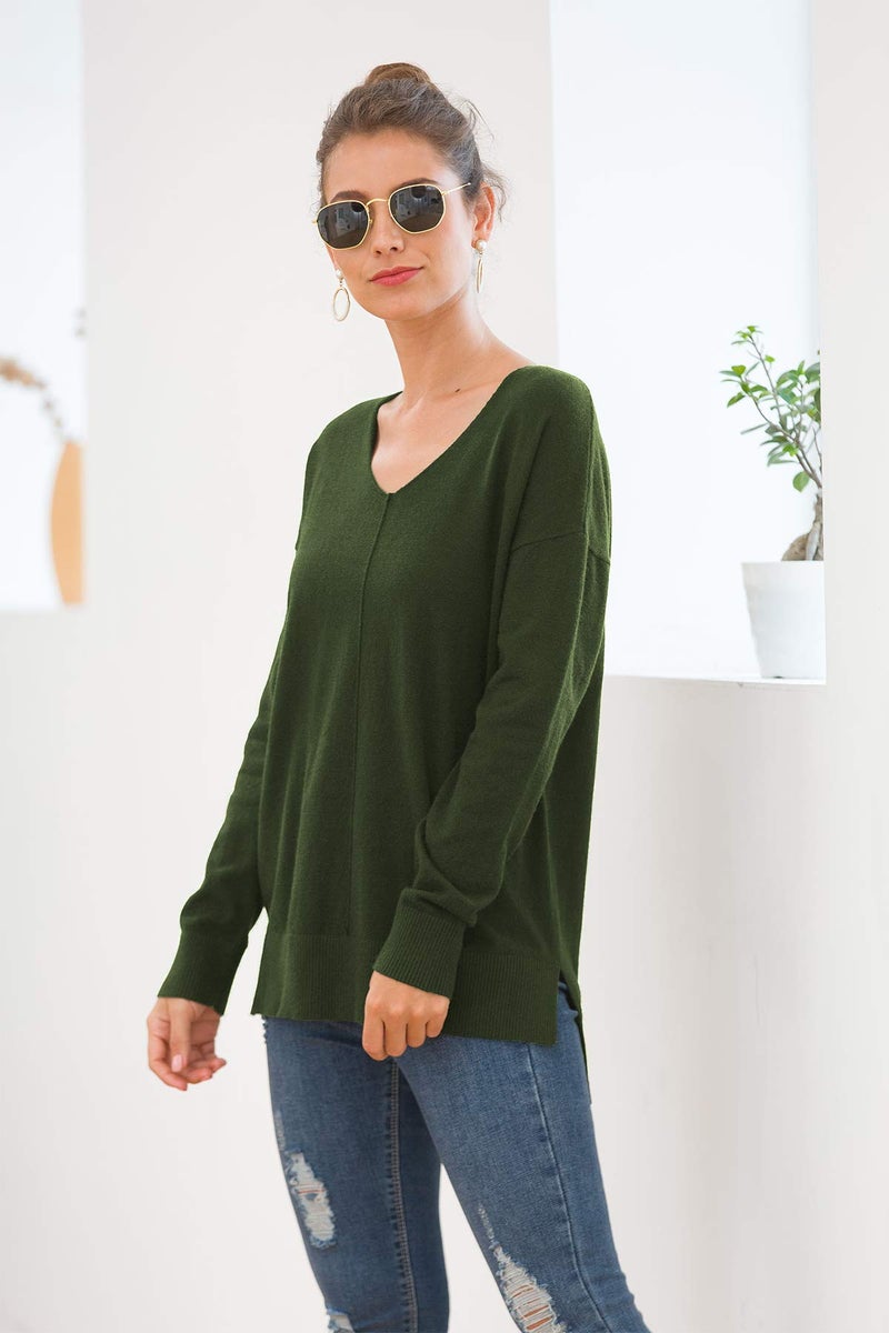 Jouica Womens Clothing Long Sleeve Tunic Fashion Sweater,Army Green,X-Large - Image 4