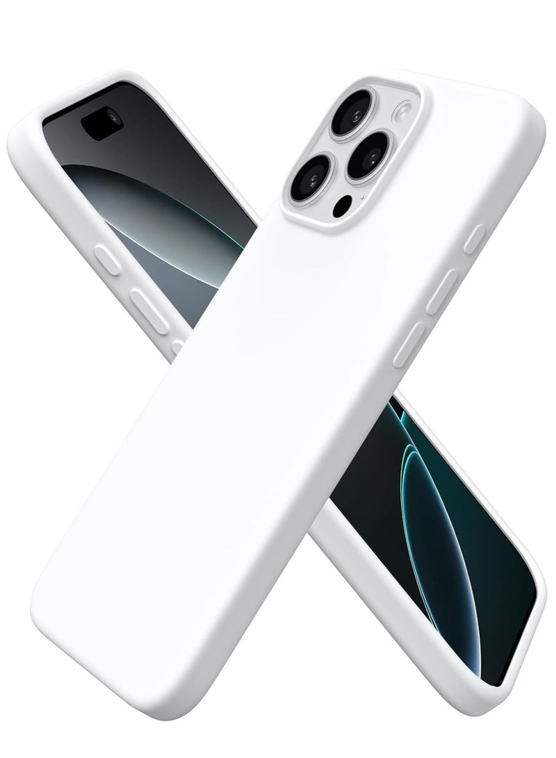 ELTRAZONE Soft Liquid Silicone Gel Case for iPhone 16 Pro Max - Full Body Shockproof Protection with Matte Finish & Soft Microfiber Lining (White) - Image 1