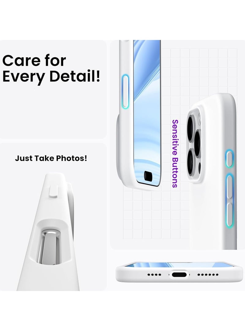 ELTRAZONE Soft Liquid Silicone Gel Case for iPhone 16 Pro Max - Full Body Shockproof Protection with Matte Finish & Soft Microfiber Lining (White) - Image 3