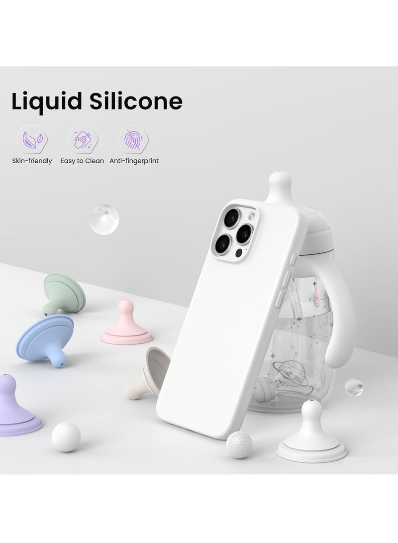 ELTRAZONE Soft Liquid Silicone Gel Case for iPhone 16 Pro Max - Full Body Shockproof Protection with Matte Finish & Soft Microfiber Lining (White) - Image 4