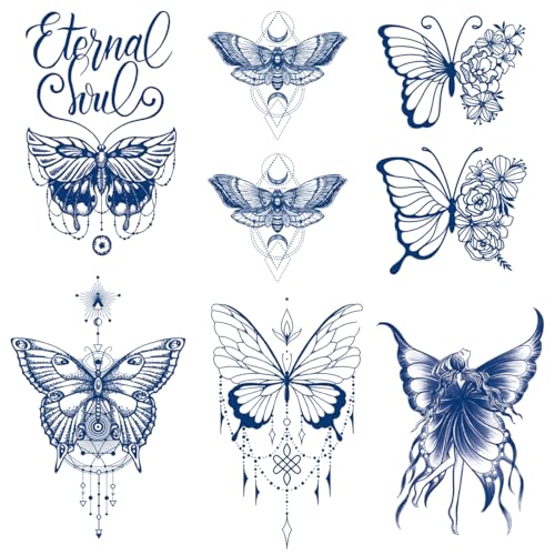 Leoars Semi-permanent Butterfly Temporary Tattoos, 6-Sheet 2 Weeks Long Last Waterproof Tattoos,Plant-Based Ink Tattoos Sticker for Adult Children - Image 1