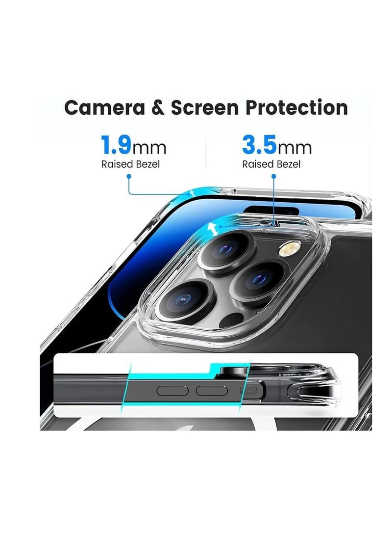 حافظة شفافة لهاتف آيفون 14 بلس، متوافقة مع ماج سيف، حماية من الدرجة العسكرية، ظهر مقاوم للخدش، غطاء هاتف مغناطيسي لهاتف آيفون (آيفون 14 بلس) - Image 4