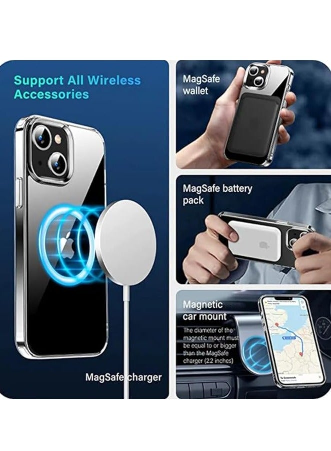 حافظة شفافة لهاتف آيفون 14 بلس، متوافقة مع ماج سيف، حماية من الدرجة العسكرية، ظهر مقاوم للخدش، غطاء هاتف مغناطيسي لهاتف آيفون (آيفون 14 بلس) - Image 3