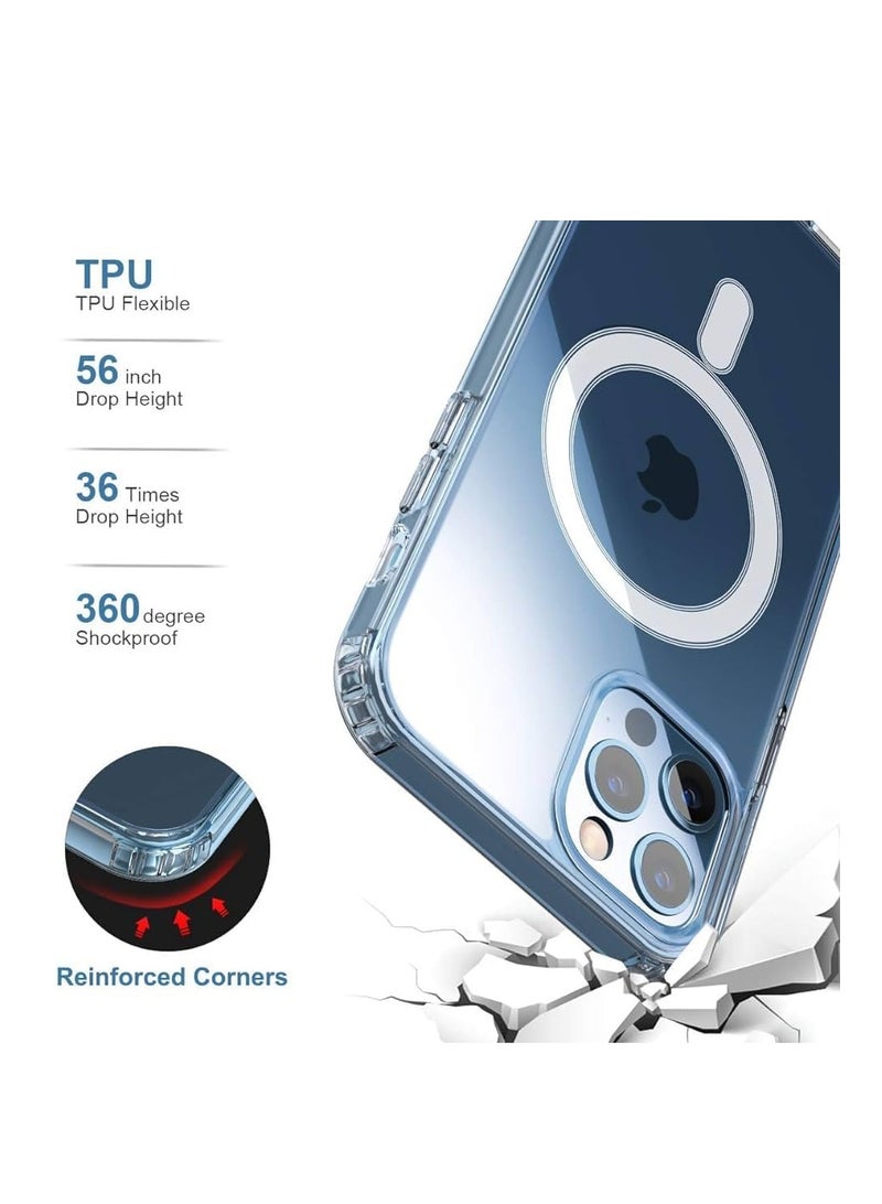 حافظة شفافة لهاتف آيفون 14 بلس، متوافقة مع ماج سيف، حماية من الدرجة العسكرية، ظهر مقاوم للخدش، غطاء هاتف مغناطيسي لهاتف آيفون (آيفون 14 بلس) - Image 2