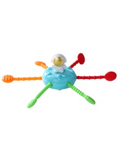 Children's Cartoon Space Spinning Top Toy Baby Boy Soft Rubber Can Bite Baby Rattle 0-1-Color:Space Lala (Blue)