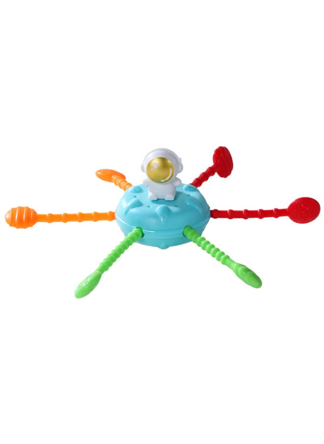Generic - Children's Cartoon Space Spinning Top Toy Baby Boy Soft Rubber Can Bite Baby Rattle 0-1-Color:Space Lala (Blue) - Image 1