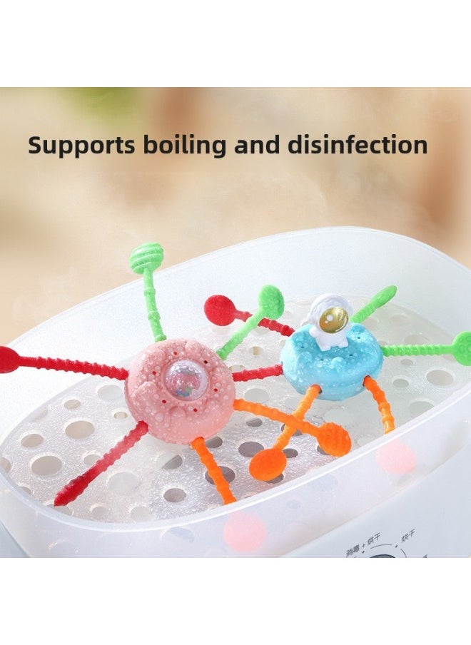 Children's Cartoon Space Spinning Top Toy Baby Boy Soft Rubber Can Bite Baby Rattle 0-1-Color:Space Lala (Blue)  - Image 3