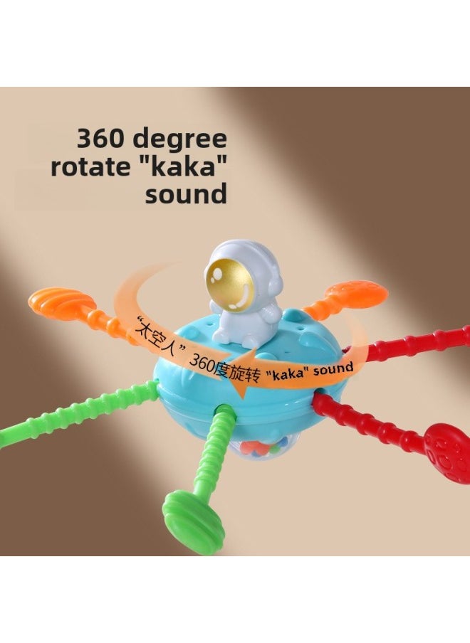 Children's Cartoon Space Spinning Top Toy Baby Boy Soft Rubber Can Bite Baby Rattle 0-1-Color:Space Lala (Blue)  - Image 2