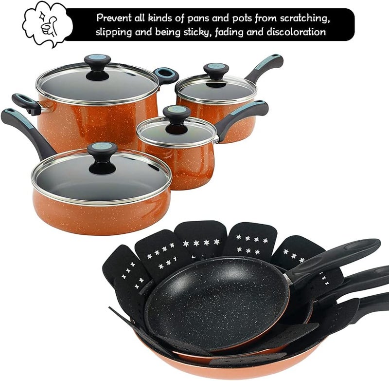BYKITCHEN Pan Protector with Stars, Set of 12 and 3 Different Sizes, Black Pan Separators, Felt Pot Protectors for Stacking and Separating Your Cookware - Image 5