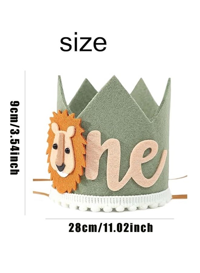 Baby First Birthday Crown, Jungle Wild One Hat 1st Birthday Hat Boy Lion Party Decorations, Suitable For Children'S Birthday Parties - Image 2