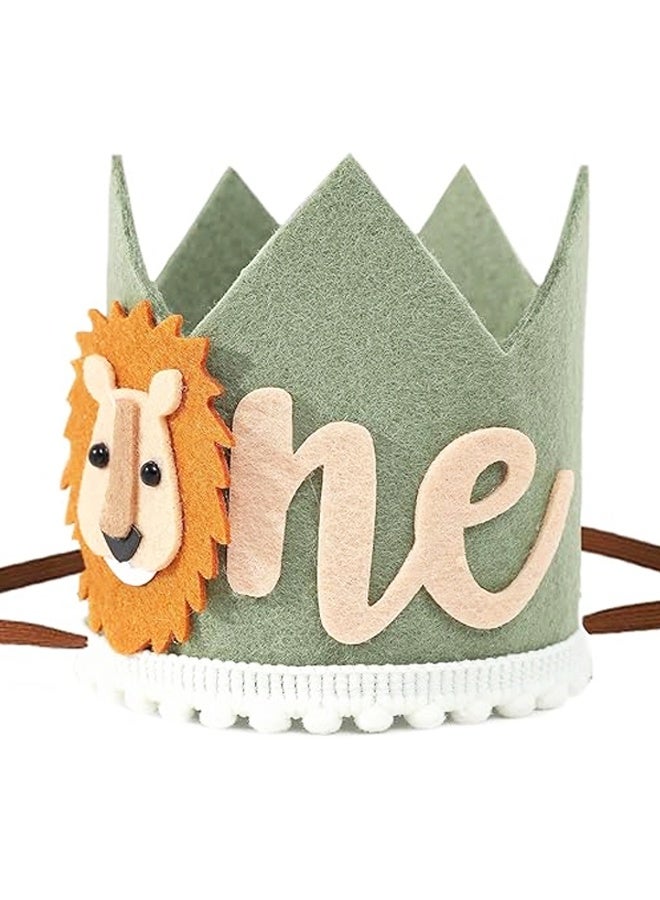 Baby First Birthday Crown, Jungle Wild One Hat 1st Birthday Hat Boy Lion Party Decorations, Suitable For Children'S Birthday Parties - Image 1