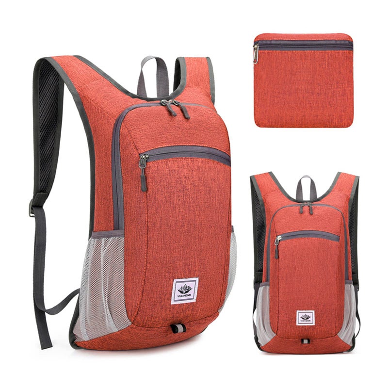 DOJUNS Hiking Backpack 15L Small Travel Backpack Lightweight Foldable Daypack Packable Camping Backpacks for Women Men (Orange) - Image 1