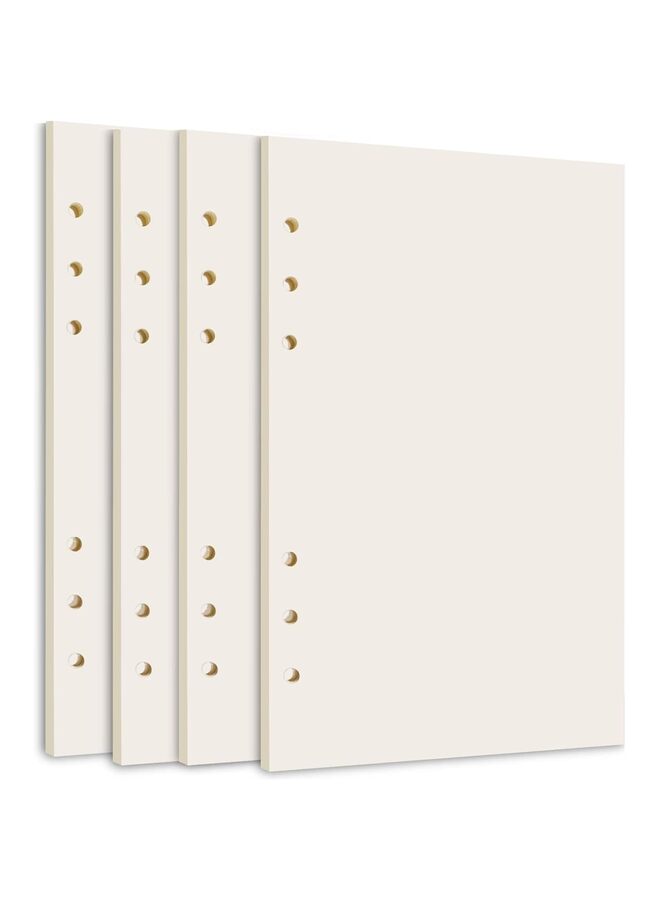 4 قطع من ورق A5 ذو 6 حلقات - 180 ورقة سميكة قابلة لإعادة التعبئة، 6 فتحات لإعادة تعبئة الطابعة، ملحقات لدفتر مخطط ومجلة (فارغ) - Image 1