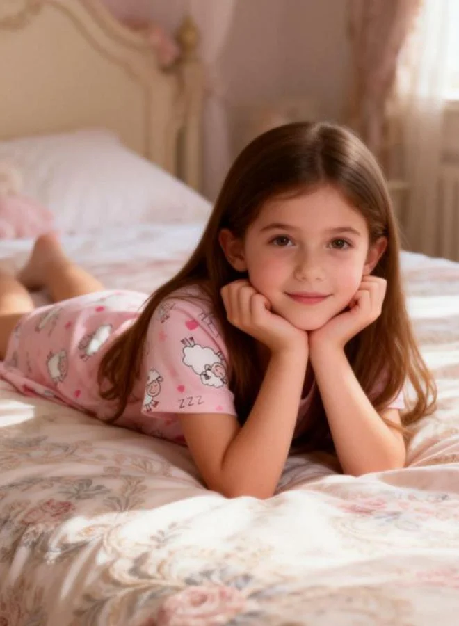 Take Two  Girls Pink Sheep Print Short Sleeve Nightdress for Women | Best Price UAE