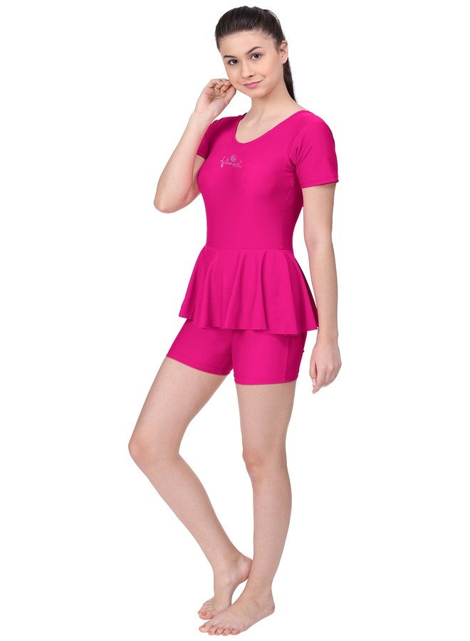FILMAX® Originals Women Spandex Lycra Solid One Piece Swimsuit (SW-4633_Rani_3XL) Cherry - Image 2