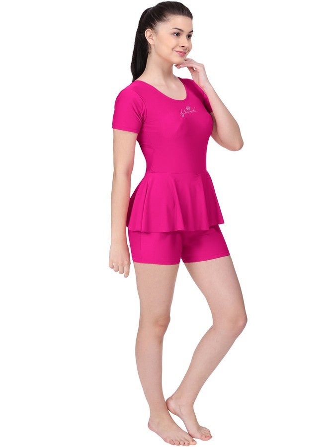 FILMAX® Originals Women Spandex Lycra Solid One Piece Swimsuit (SW-4633_Rani_3XL) Cherry - Image 3