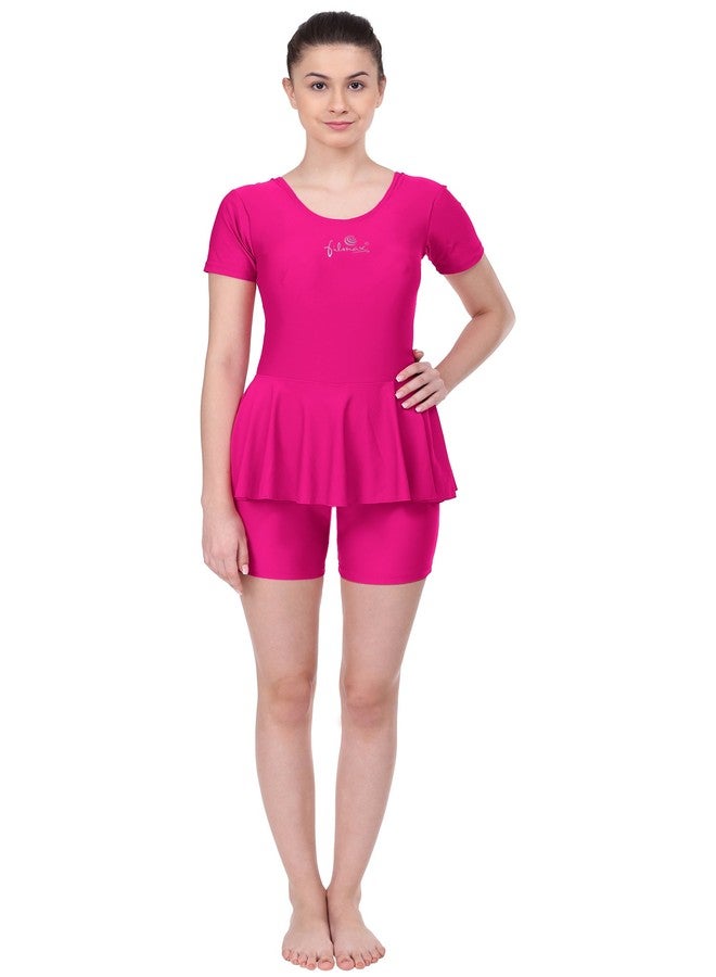 FILMAX® Originals Women Spandex Lycra Solid One Piece Swimsuit (SW-4633_Rani_3XL) Cherry - Image 1