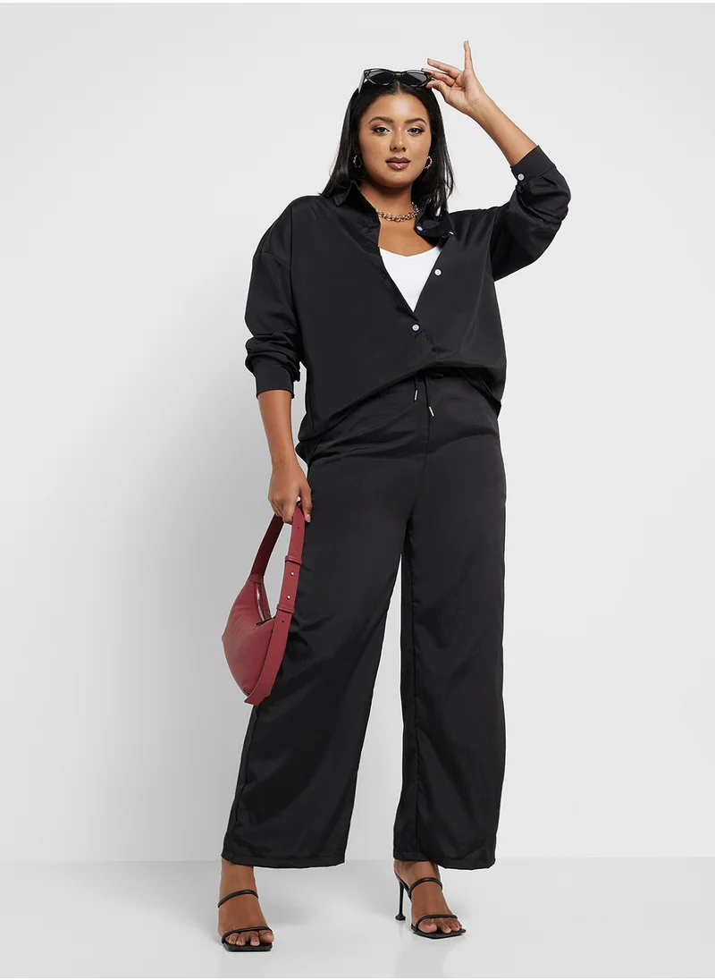 Ginger Plus Relaxed Fit Button Down Shirt & Pant Coord Set