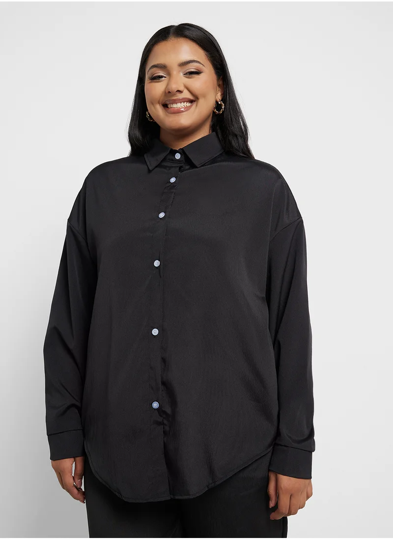 Ginger Plus Relaxed Fit Button Down Shirt & Pant Coord Set