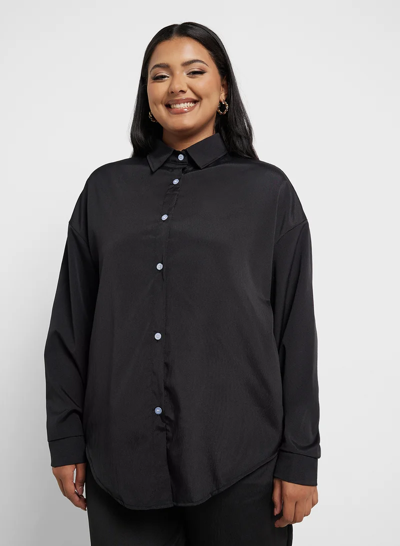 Ginger Plus Relaxed Fit Button Down Shirt & Pant Coord Set
