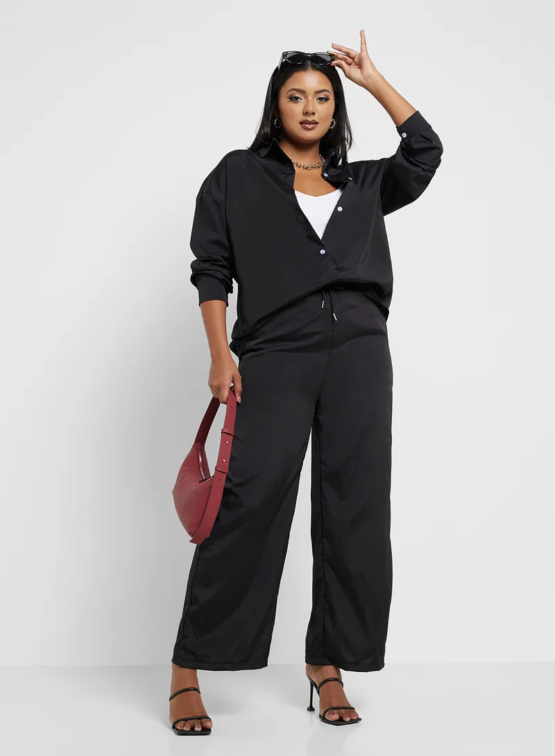 Ginger Plus Relaxed Fit Button Down Shirt & Pant Coord Set