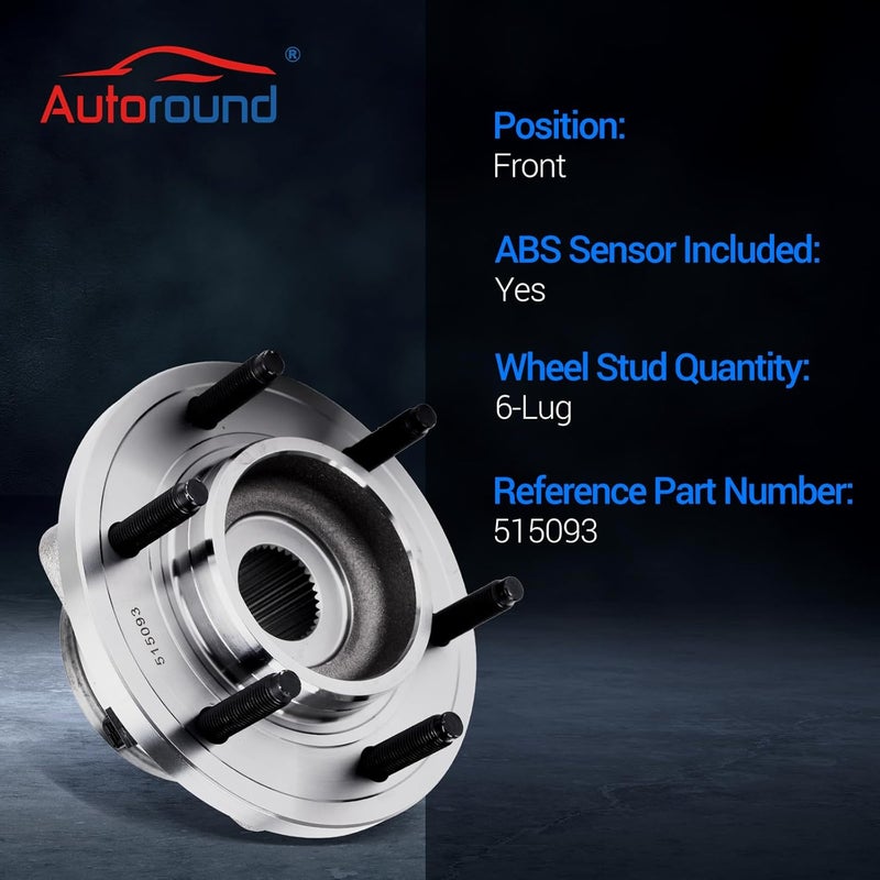 Autoround 515093 Front Wheel Bearing and Hub Assembly for Hummer H3 H3T (2006-2010) 6-Lug W/ABS - Image 3