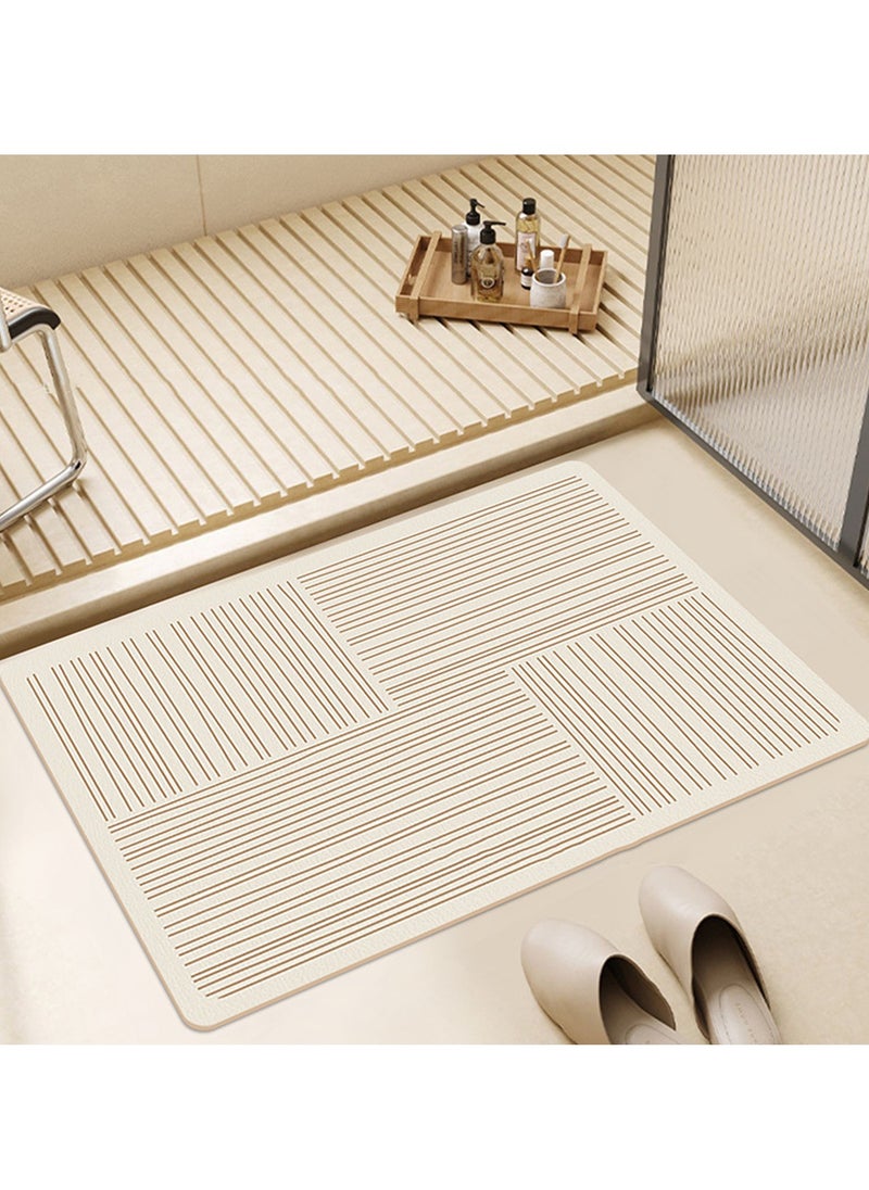 TYCOM Cloth Bath Mat Super Absorbent Bathtub Mat with Non-Slip Anti-Slip Bathroom Floor Mats and Quick Dry Bath Rug Thickened Soft Easier Clean Carpet 50 By 80 CM Opposite Line. 