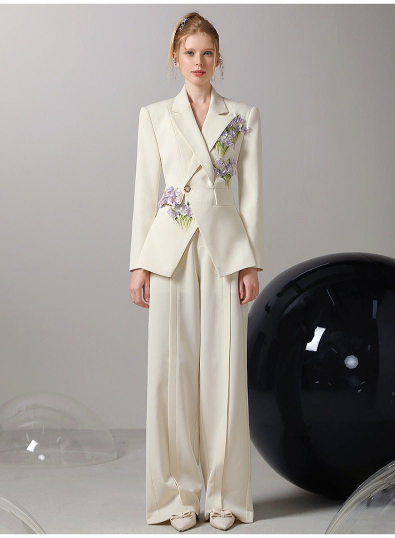 Shougu Casual Commuting Dress Wide Leg Pants Suit Set  - Image 2