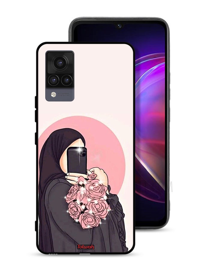 Tolwak Vivo V21 Protective Case Cover Making Selfies While Holding Flowers Art - Image 1