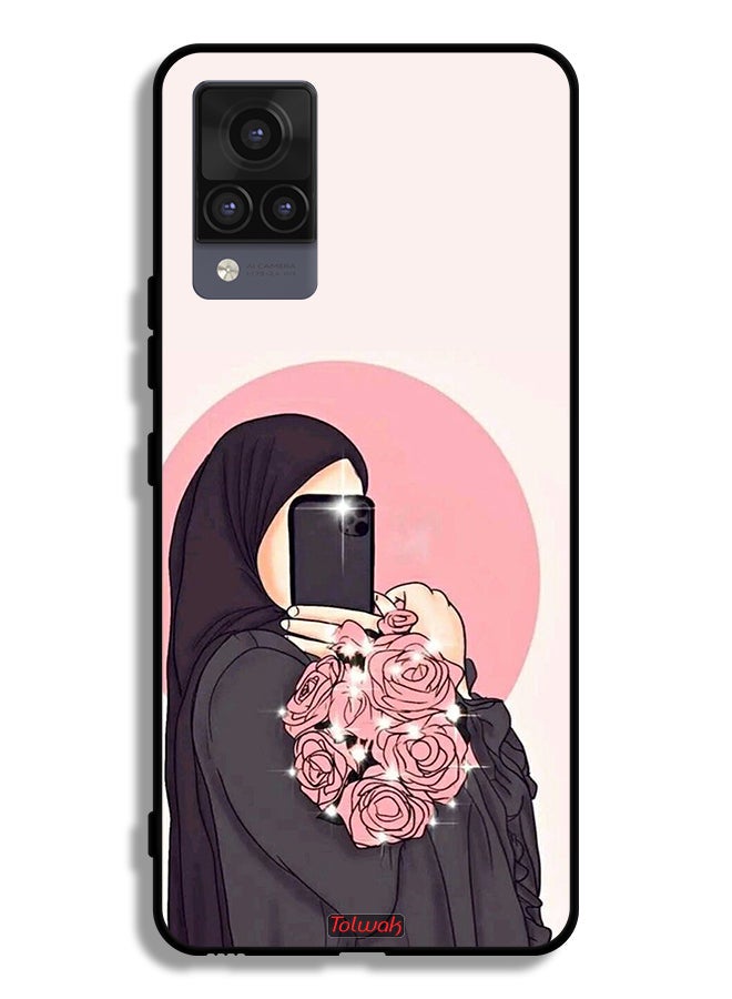 Tolwak Vivo V21 Protective Case Cover Making Selfies While Holding Flowers Art - Image 2