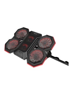 مارفو مروحة تبريد لابتوب، على شكل طائرة بدون طيار، تدعم حتى 17.3 بوصة، إضاءة LED، حامل إضافي للهاتف المحمول لفتح مساحة الطاولة، أسود، FN-41  - Image 4