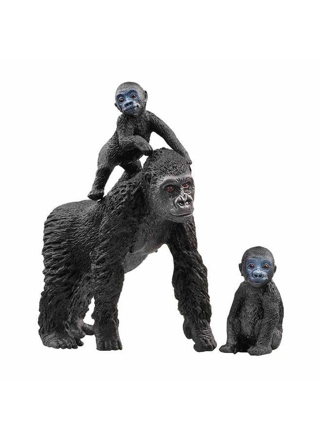 Schleich Wildlife Gorilla Family Figure With 2 Babies - Image 1