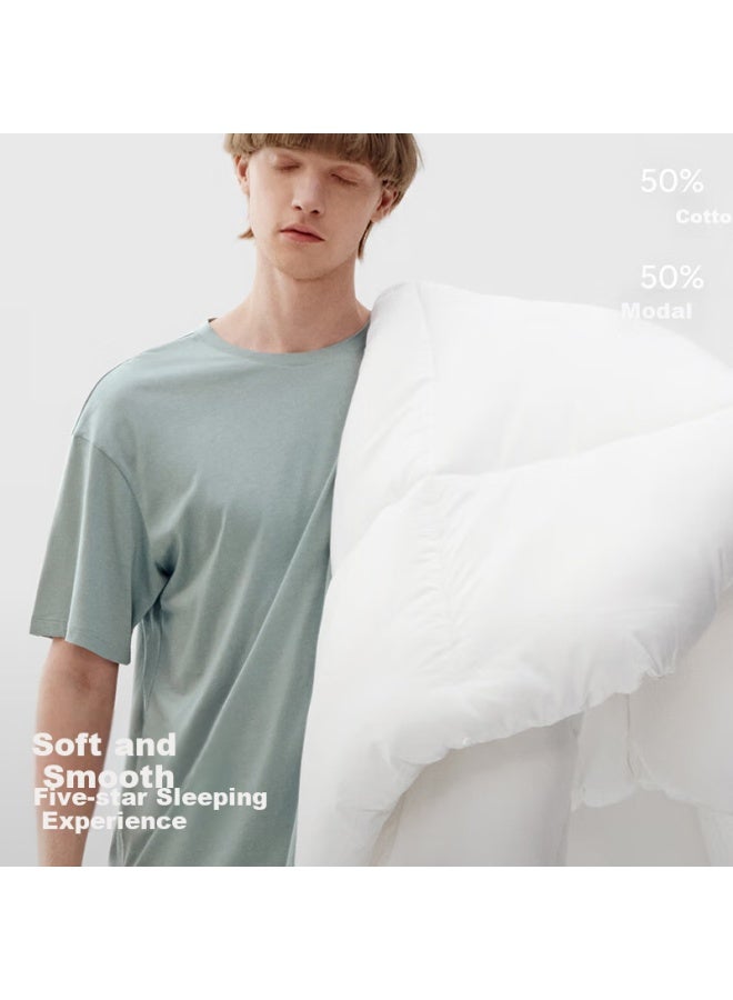 Bananain Men's Summer Modal Short Sleeve Shorts Ice Silk Cool Thin Breathable Home Wear Set - Image 2