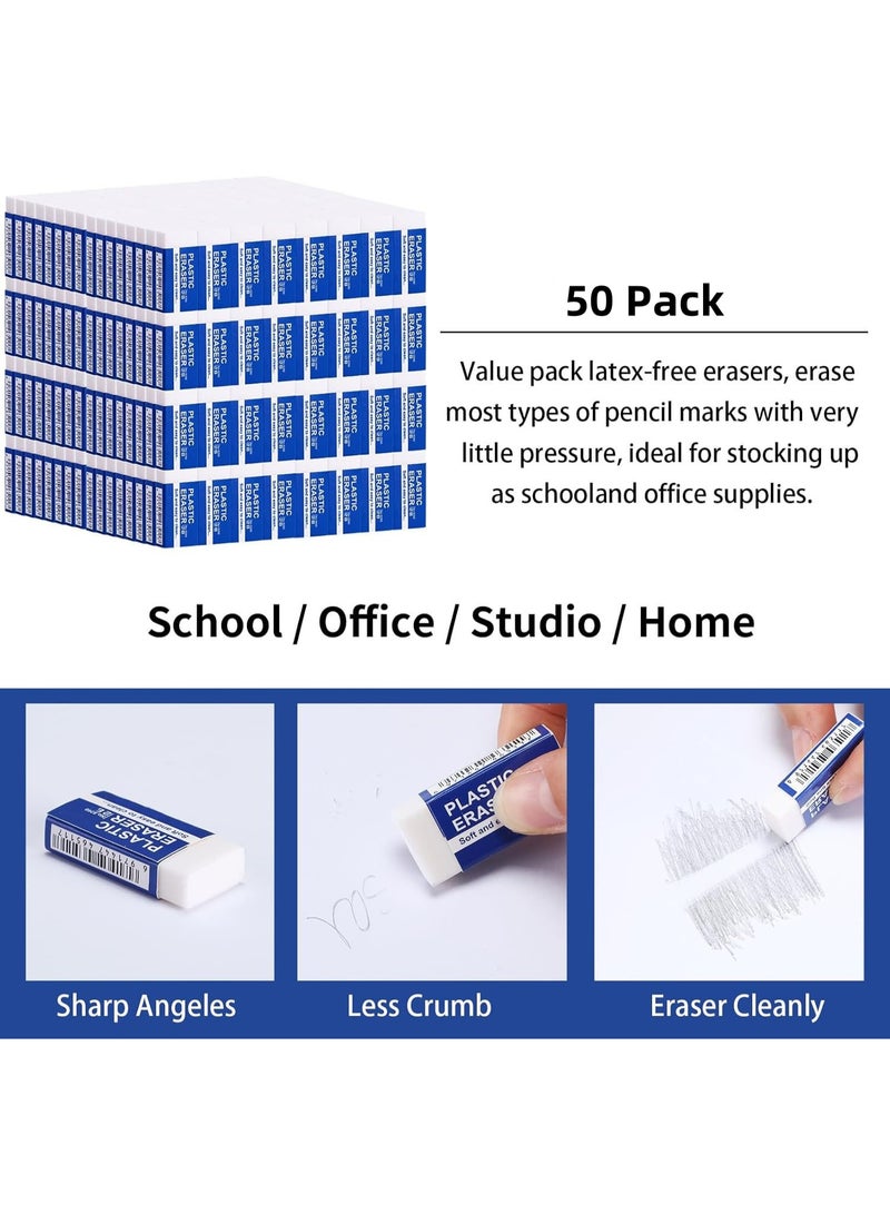 Jorunb 50 Pcs White Pencil Erasers Bulk Soft Art Erasers School Pencil Erasers for Drawing Kids Student Artist Office Home Writing 1.57 x 0.71 x 0.31 Inch  - Image 3