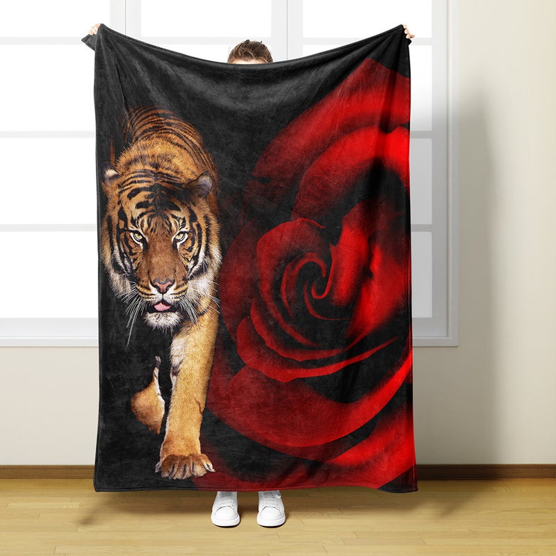 3D Printing Tiger Pattern Single Layer Blanket Digital Printing Fara Velvet Blanket - Image 2