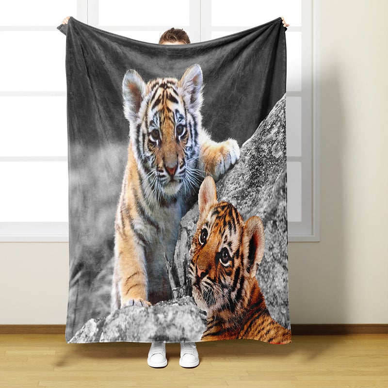 3D Printing Tiger Pattern Single Layer Blanket Digital Printing Fara Velvet Blanket - Image 4