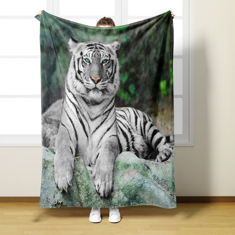 3D Printing Tiger Pattern Single Layer Blanket Digital Printing Fara Velvet Blanket - Image 1