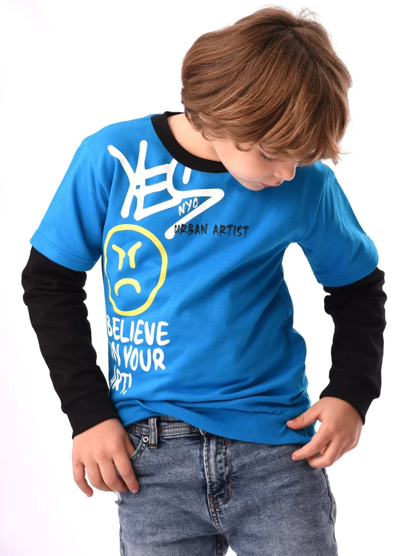 URBASY URBASY Kids 100% Cotton Full Sleeves Sweatshirt in BLUE