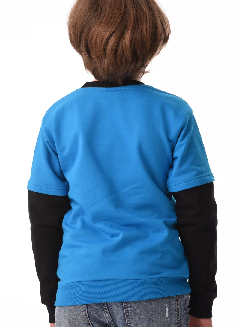 ورباسي Urbasy Kids قميص سويت شيرت قطن 100% بأكمام طويلة - أزرق
