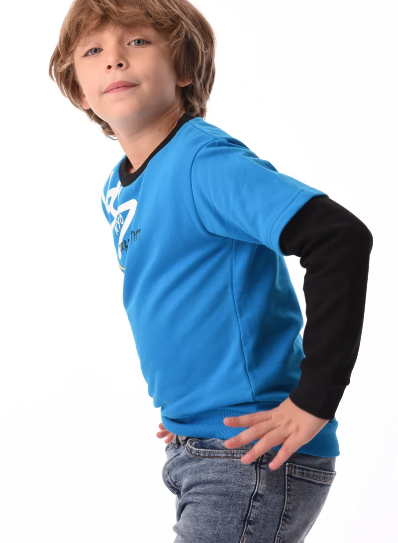 ورباسي Urbasy Kids قميص سويت شيرت قطن 100% بأكمام طويلة - أزرق